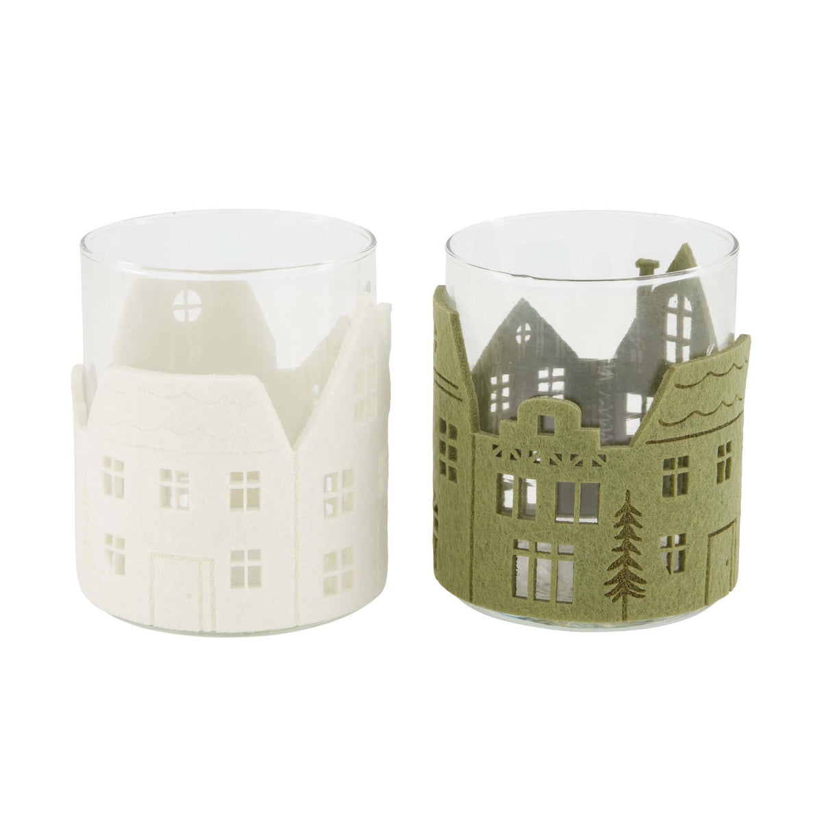 Theelichthouder vilt dorp 8x10cm Theelichthouder vilt dorp 8x10cm