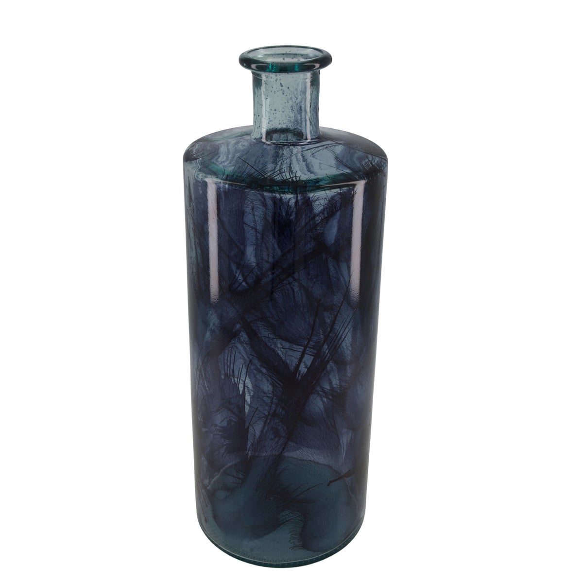 Fles glas recycle blauw 15x40cm Fles glas recycle blauw 15x40cm