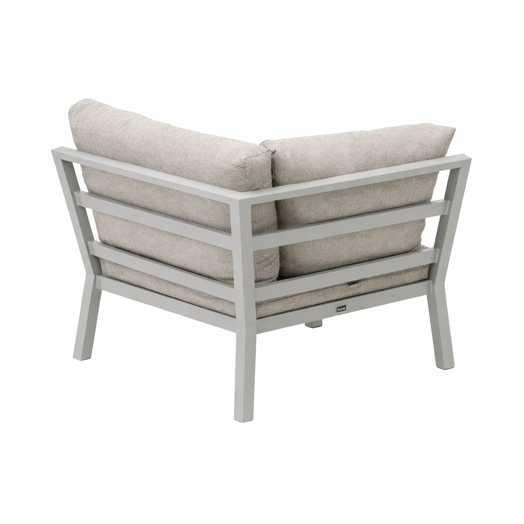 Bank hoek schuin Brozzi milky grey met kussens Bank hoek schuin Brozzi milky grey met kussens