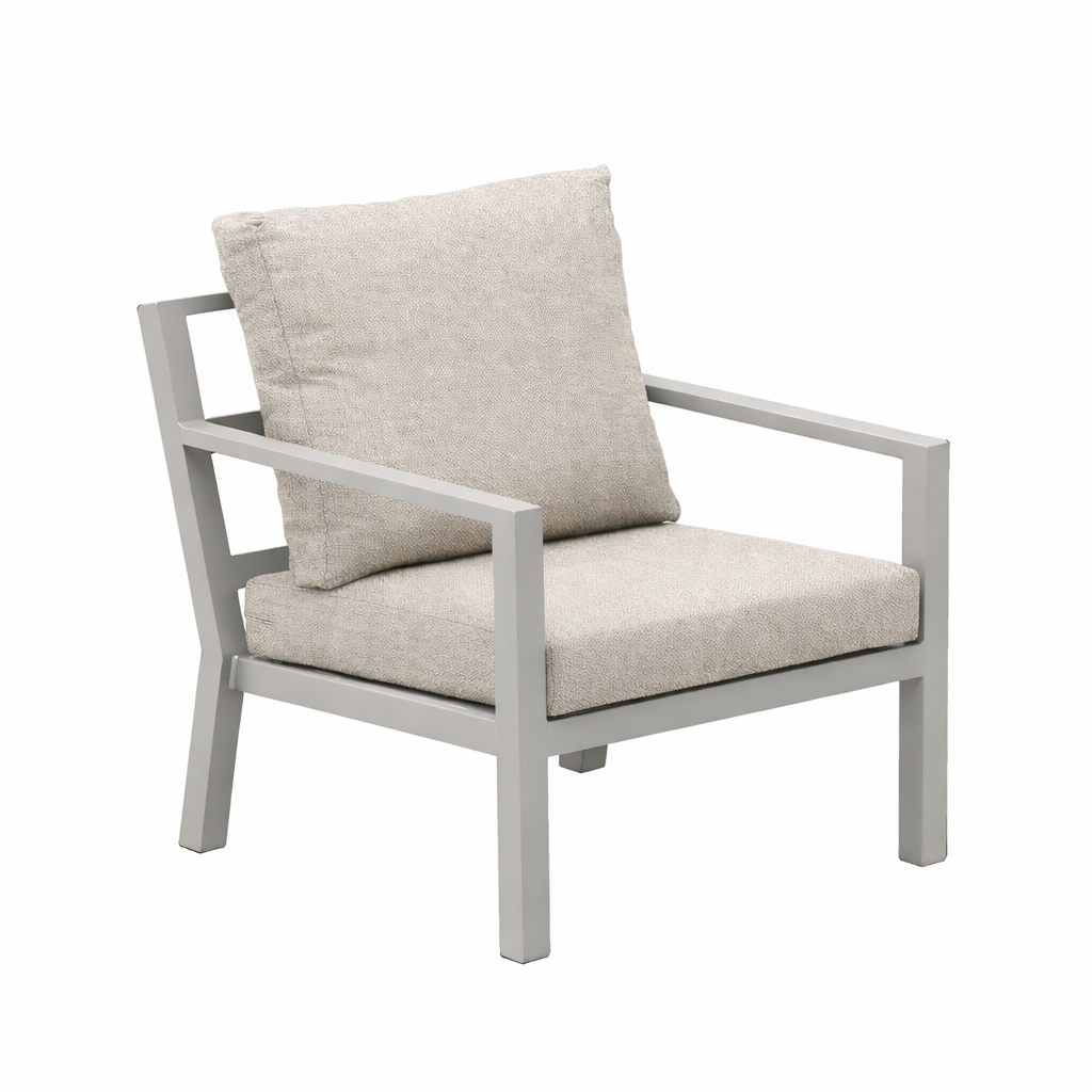 Stoel Brozzi milky grey met kussens Stoel Brozzi milky grey met kussens