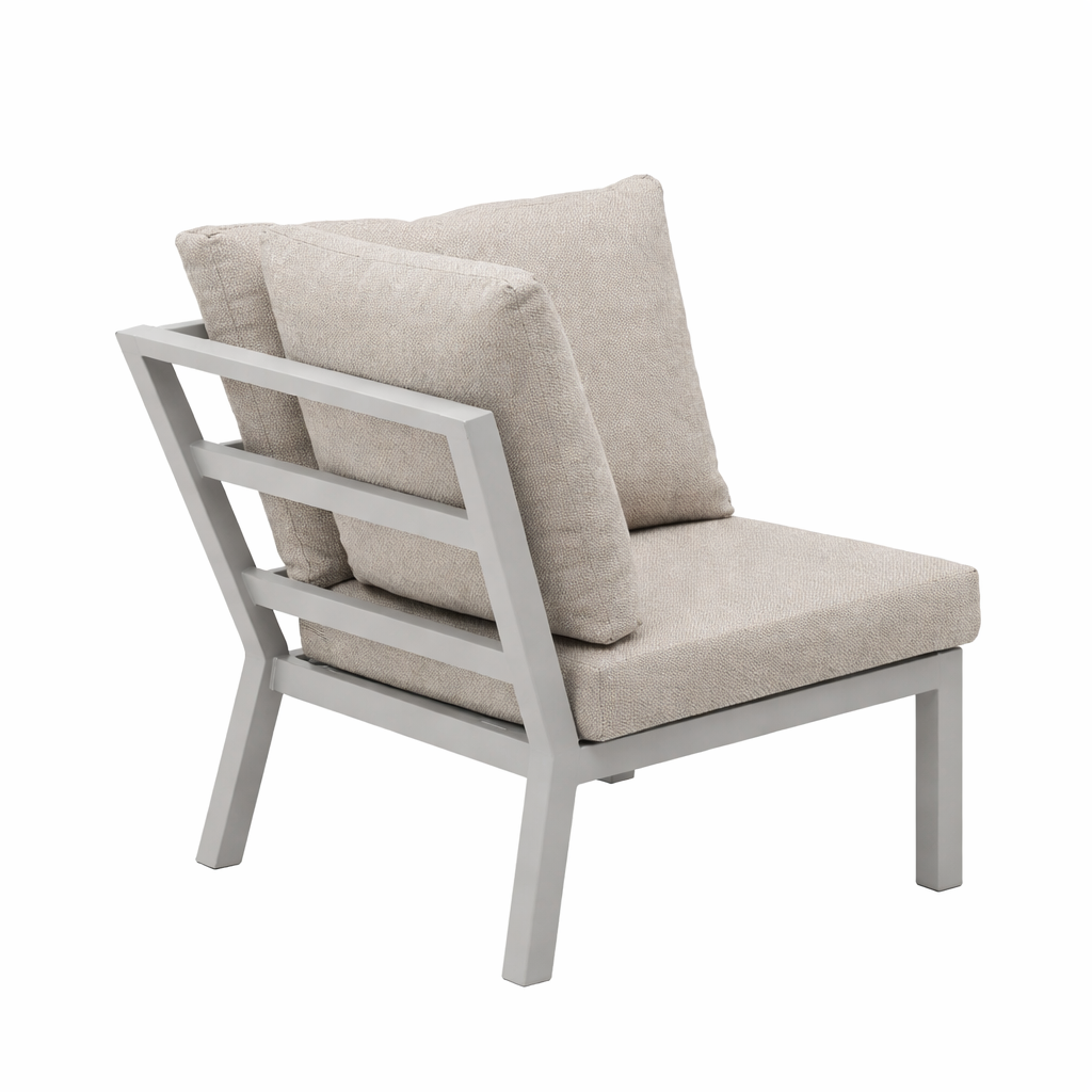 Bank hoek Brozzi milky grey met kussens Bank hoek Brozzi milky grey met kussens