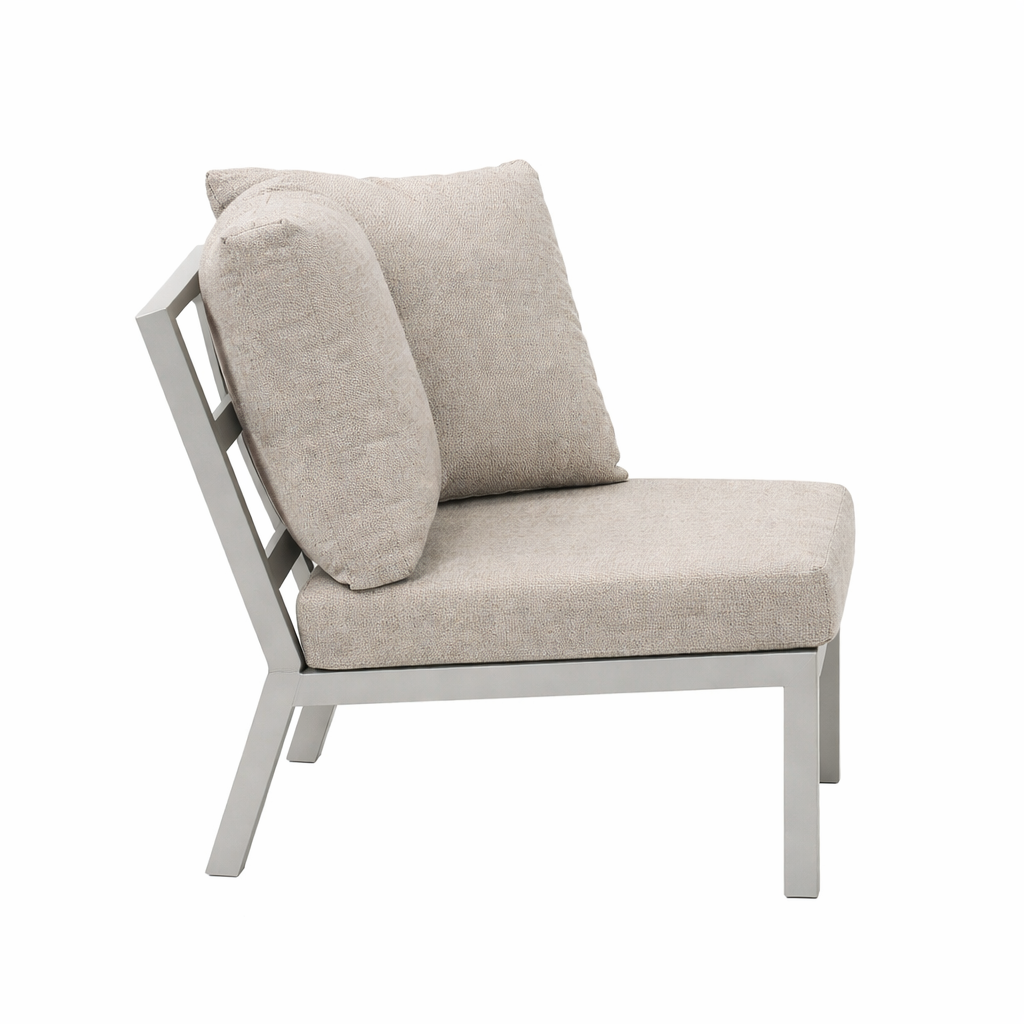 Bank hoek Brozzi milky grey met kussens Bank hoek Brozzi milky grey met kussens