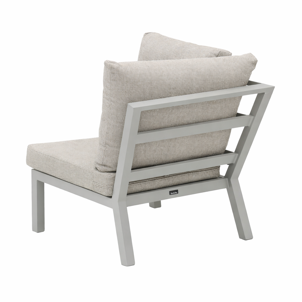 Bank hoek Brozzi milky grey met kussens Bank hoek Brozzi milky grey met kussens