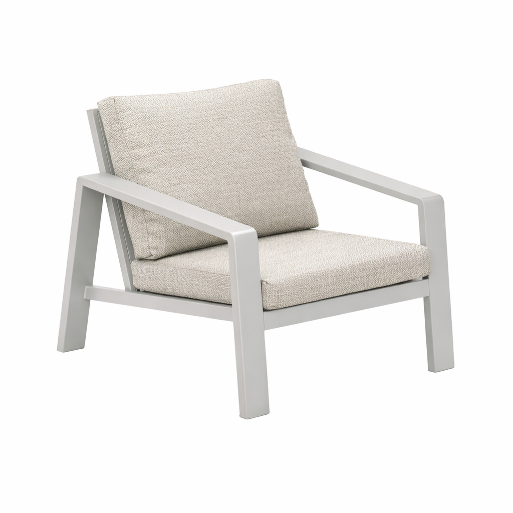 Stoel Libero milky grey met kussens Stoel Libero milky grey met kussens