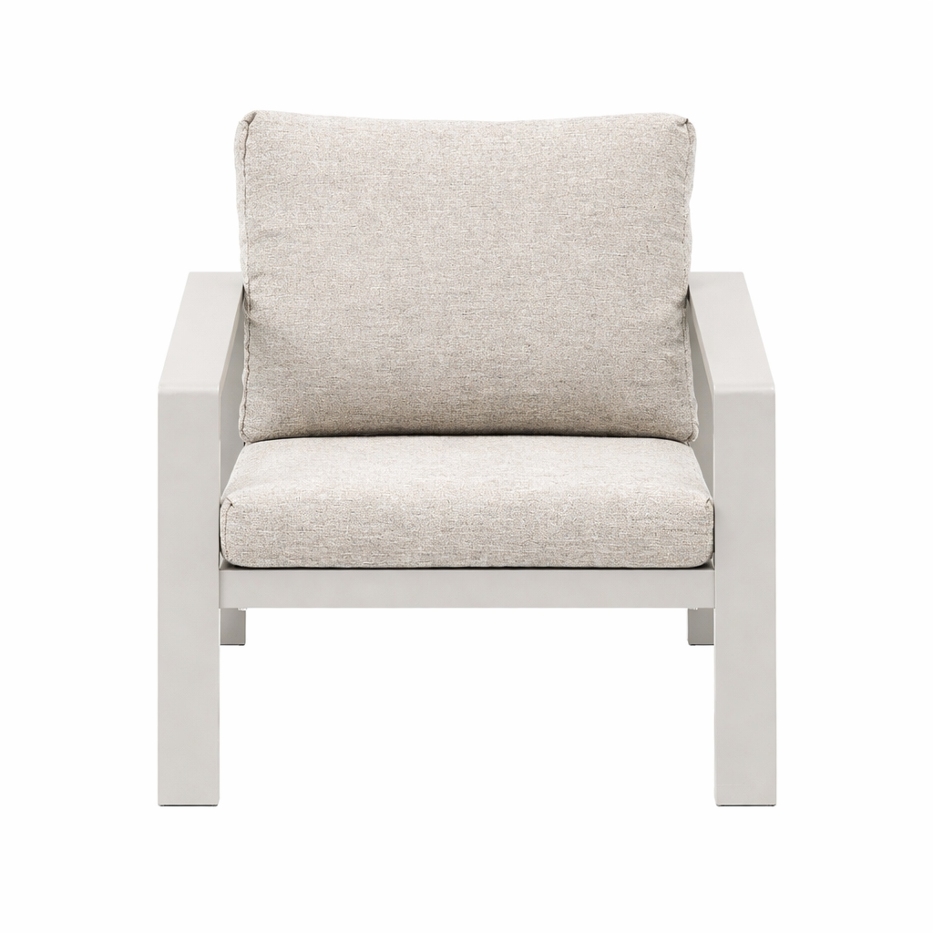 Stoel Libero milky grey met kussens Stoel Libero milky grey met kussens