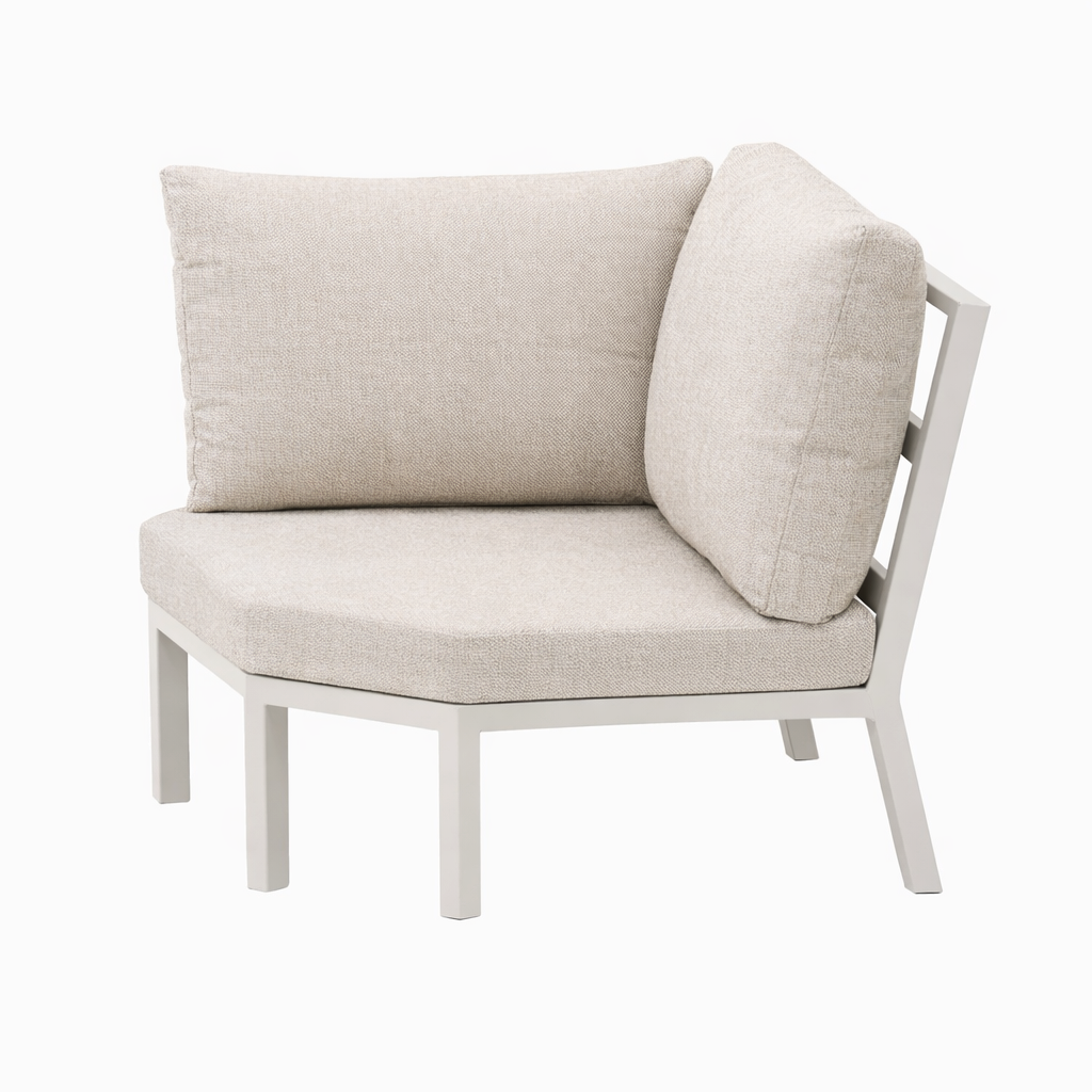 Bank Hoek Schuin Brozzi creme met kussens Bank Hoek Schuin Brozzi creme met kussens