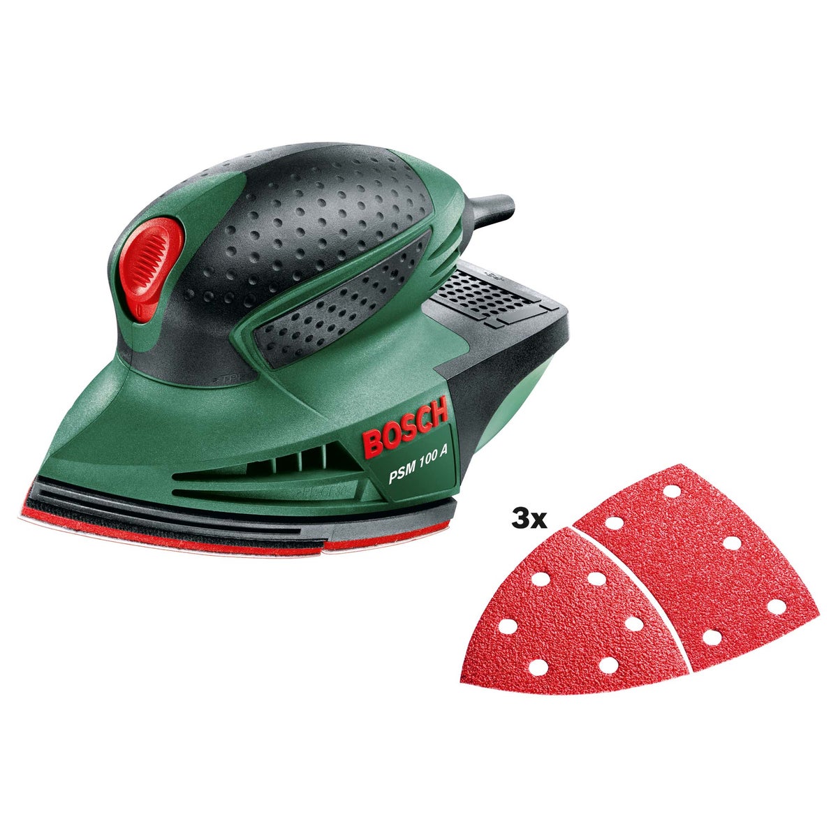 Vlakschuurmachine PSM100A Bosch met 3 schuurpads Vlakschuurmachine PSM100A Bosch met 3 schuurpads