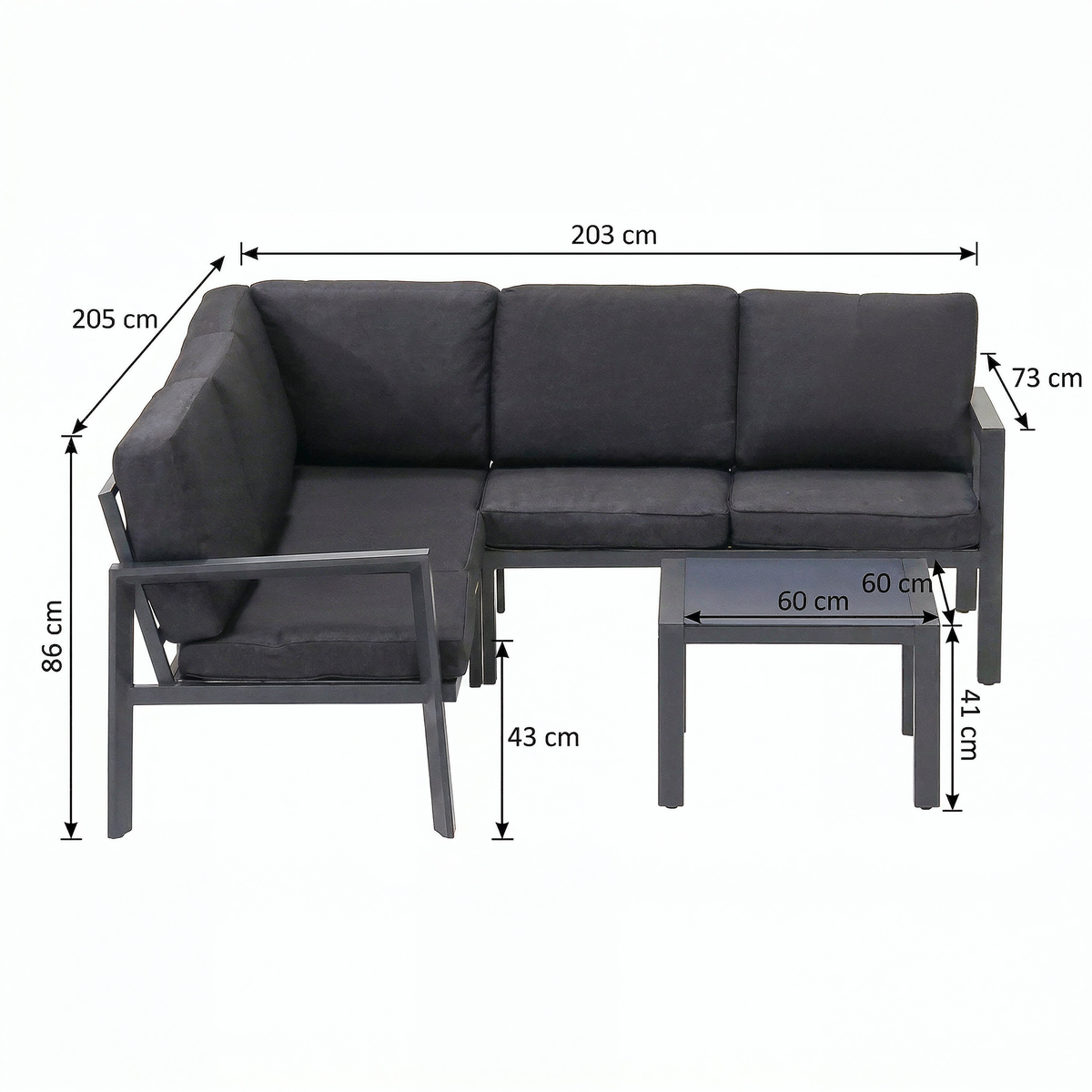 Loungeset Barberi antraciet met kussens Loungeset Barberi antraciet met kussens