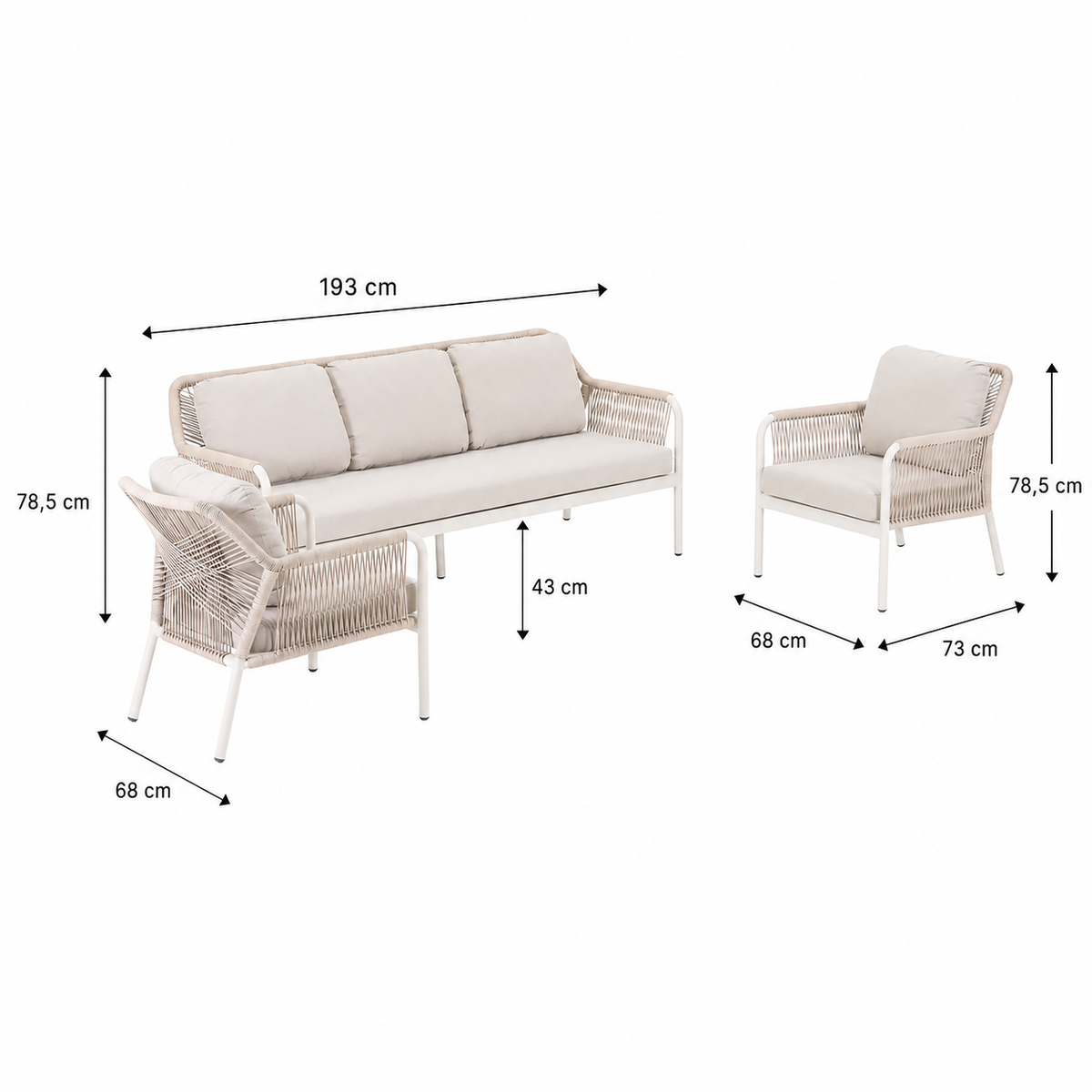 Bank-stoel Loungeset Lenno - Crème - 5-zits Bank-stoel Loungeset Lenno - Crème - 5-zits