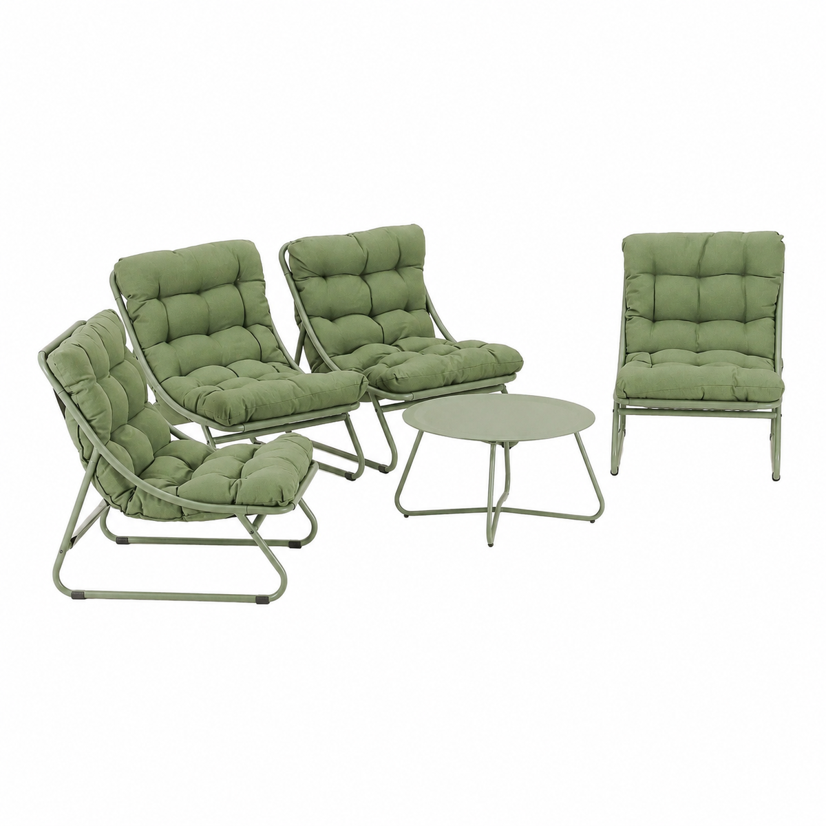 Bank-stoel Loungeset Buvolo - Groen - 4-zits Bank-stoel Loungeset Buvolo - Groen - 4-zits