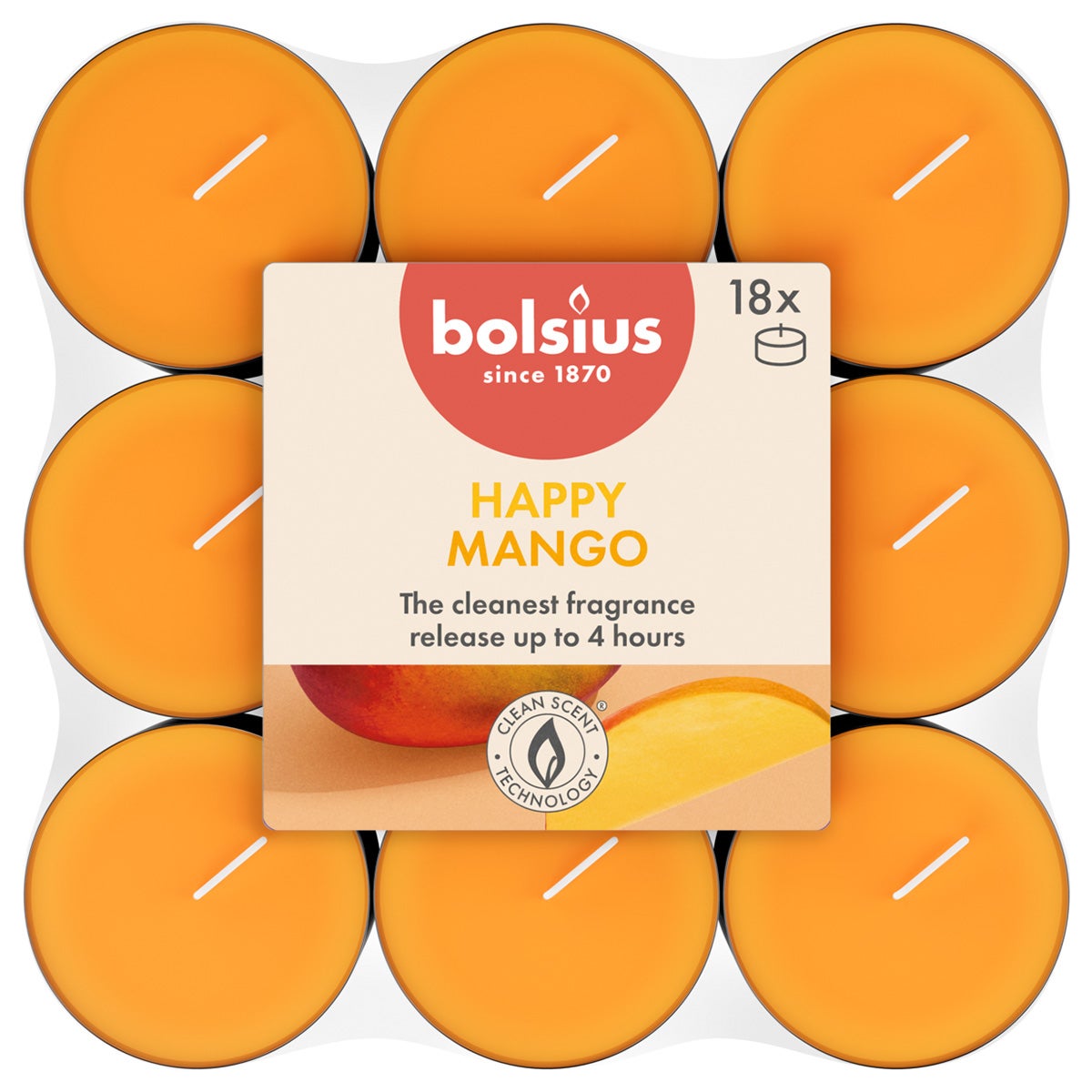 Geurtheelichten 18st. 4 uur happy mango Bolsius Geurtheelichten 18st. 4 uur happy mango Bolsius