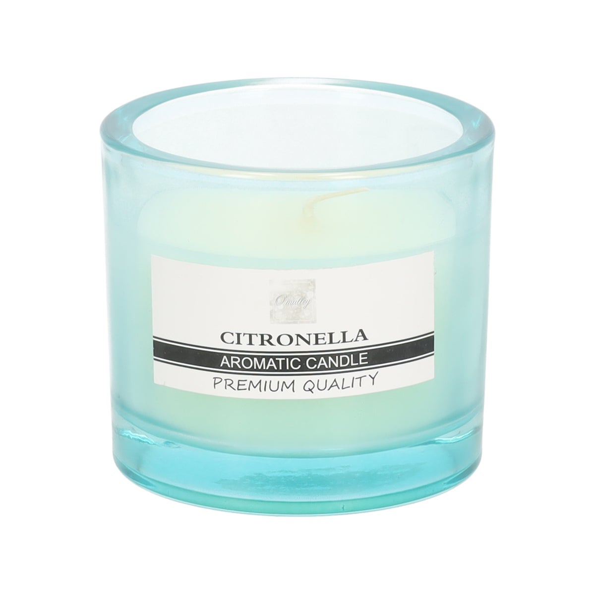 Kaars glas 9 x 8 cm citronella aqua O'malley Kaars glas 9 x 8 cm citronella aqua O'malley