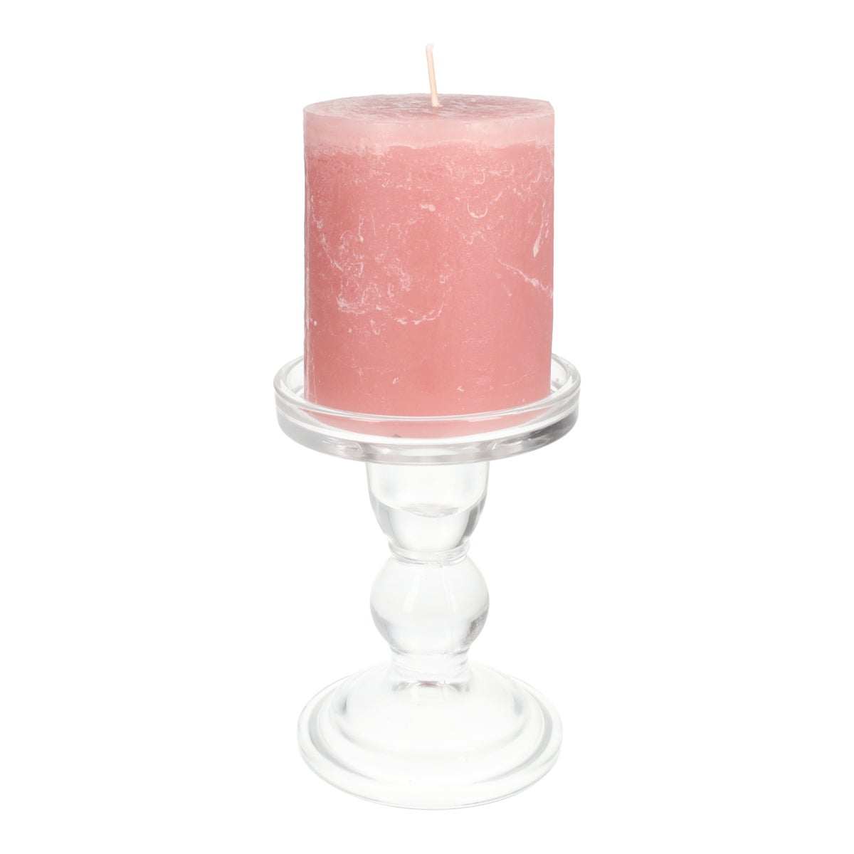 Kandelaar met kaars roze Kandelaar met kaars roze