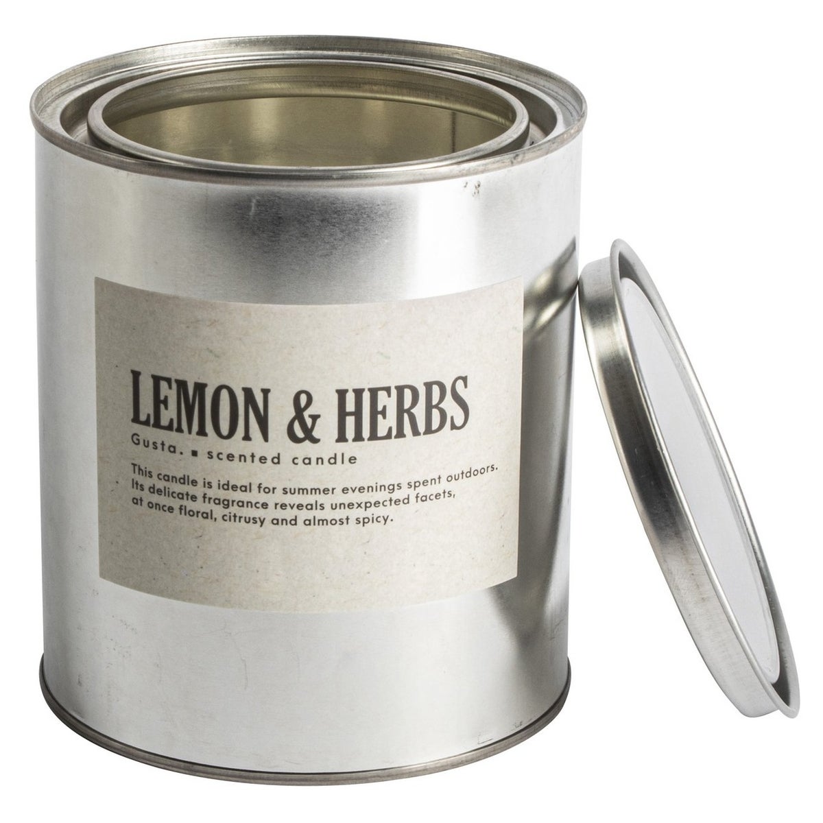 Geurkaars blik lemon & herbs Ø10,5 cm Geurkaars blik lemon & herbs Ø10,5 cm