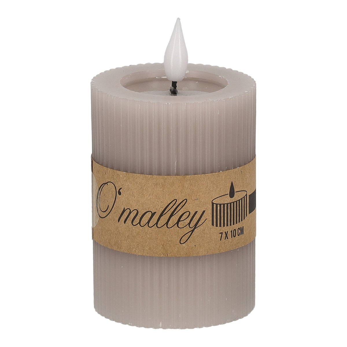 Kaars rib melt LED 7 x 10 cm taupe Kaars rib melt LED 7 x 10 cm taupe