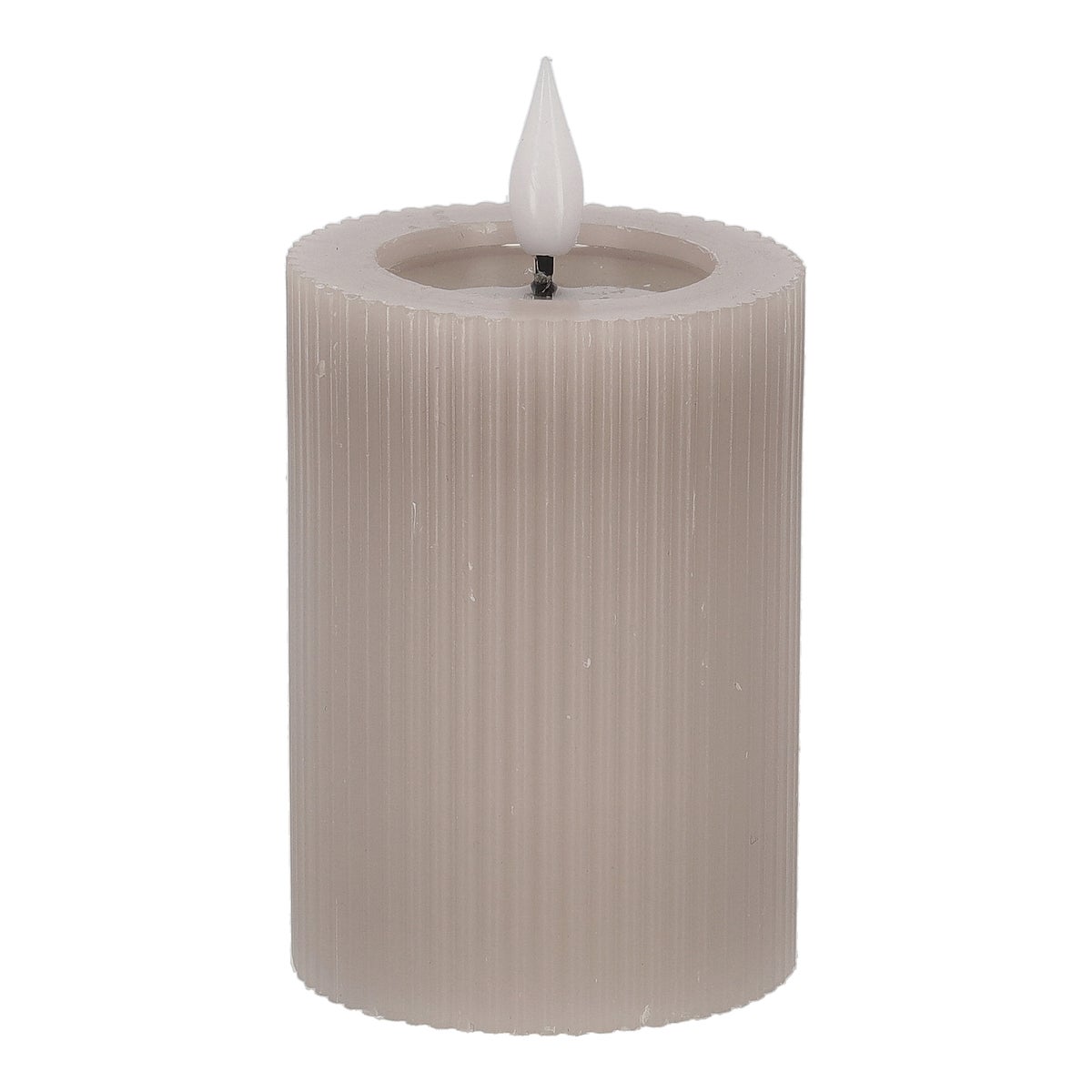 Kaars rib melt LED 7x10cm taupe Kaars rib melt LED 7x10cm taupe