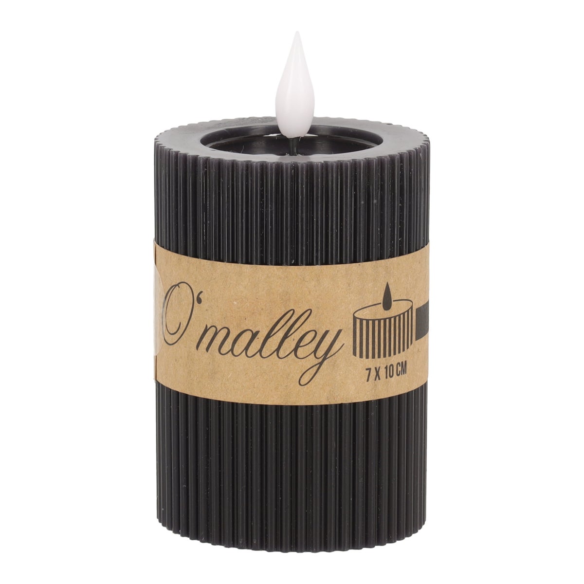 Kaars rib melt LED 7 x 10 cm zwart Kaars rib melt LED 7 x 10 cm zwart