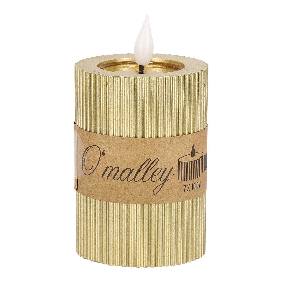 Kaars rib melt LED 7 x 10 cm goud Kaars rib melt LED 7 x 10 cm goud