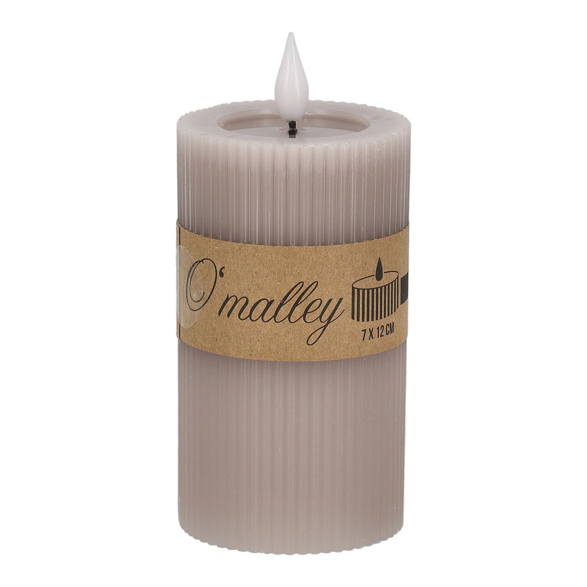 Kaars rib melt LED 7 x 12 cm taupe Kaars rib melt LED 7 x 12 cm taupe