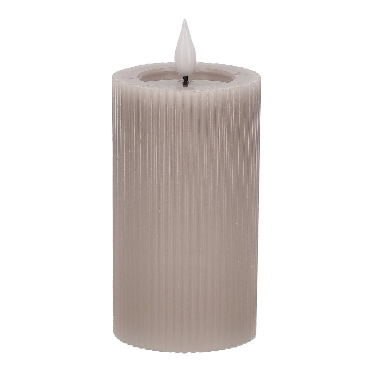 Kaars rib melt LED 7 x 12 cm taupe Kaars rib melt LED 7 x 12 cm taupe