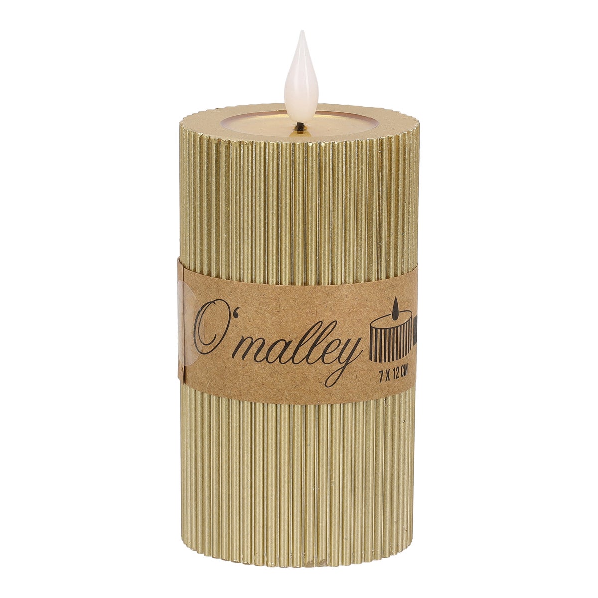 Kaars rib melt LED 7 x 12 cm goud Kaars rib melt LED 7 x 12 cm goud