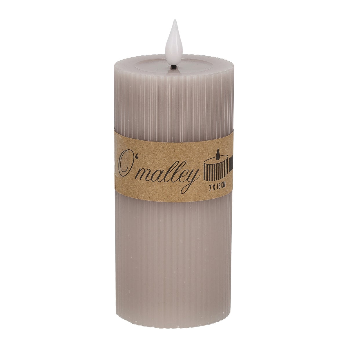 Kaars rib melt LED 7 x 15 cm taupe Kaars rib melt LED 7 x 15 cm taupe