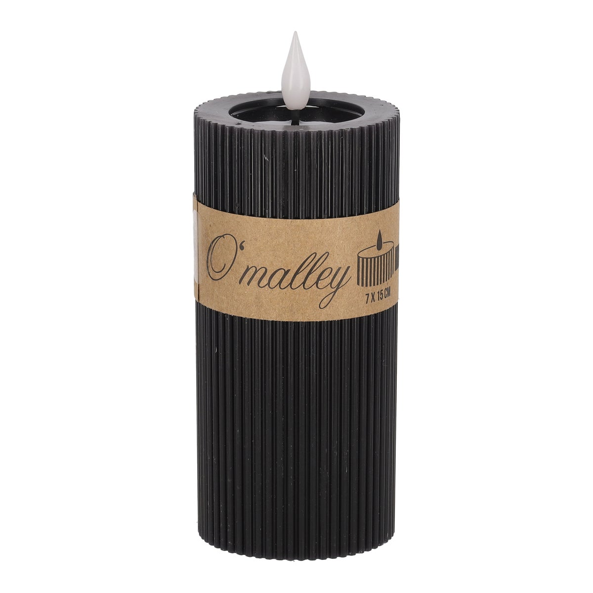 Kaars rib melt LED 7 x 15 cm zwart Kaars rib melt LED 7 x 15 cm zwart