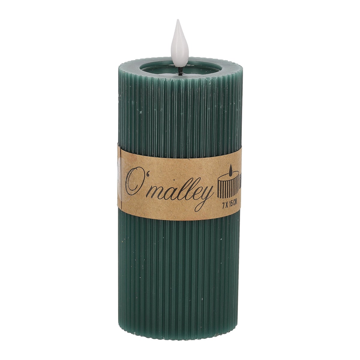 Kaars rib melt LED 7 x 15 cm donkergroen Kaars rib melt LED 7 x 15 cm donkergroen
