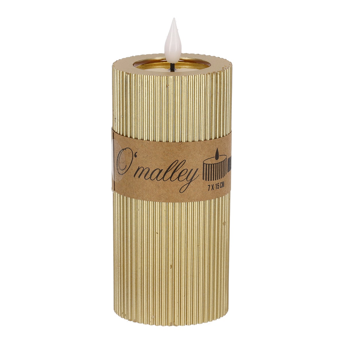 Kaars rib melt LED 7 x 15 cm goud Kaars rib melt LED 7 x 15 cm goud