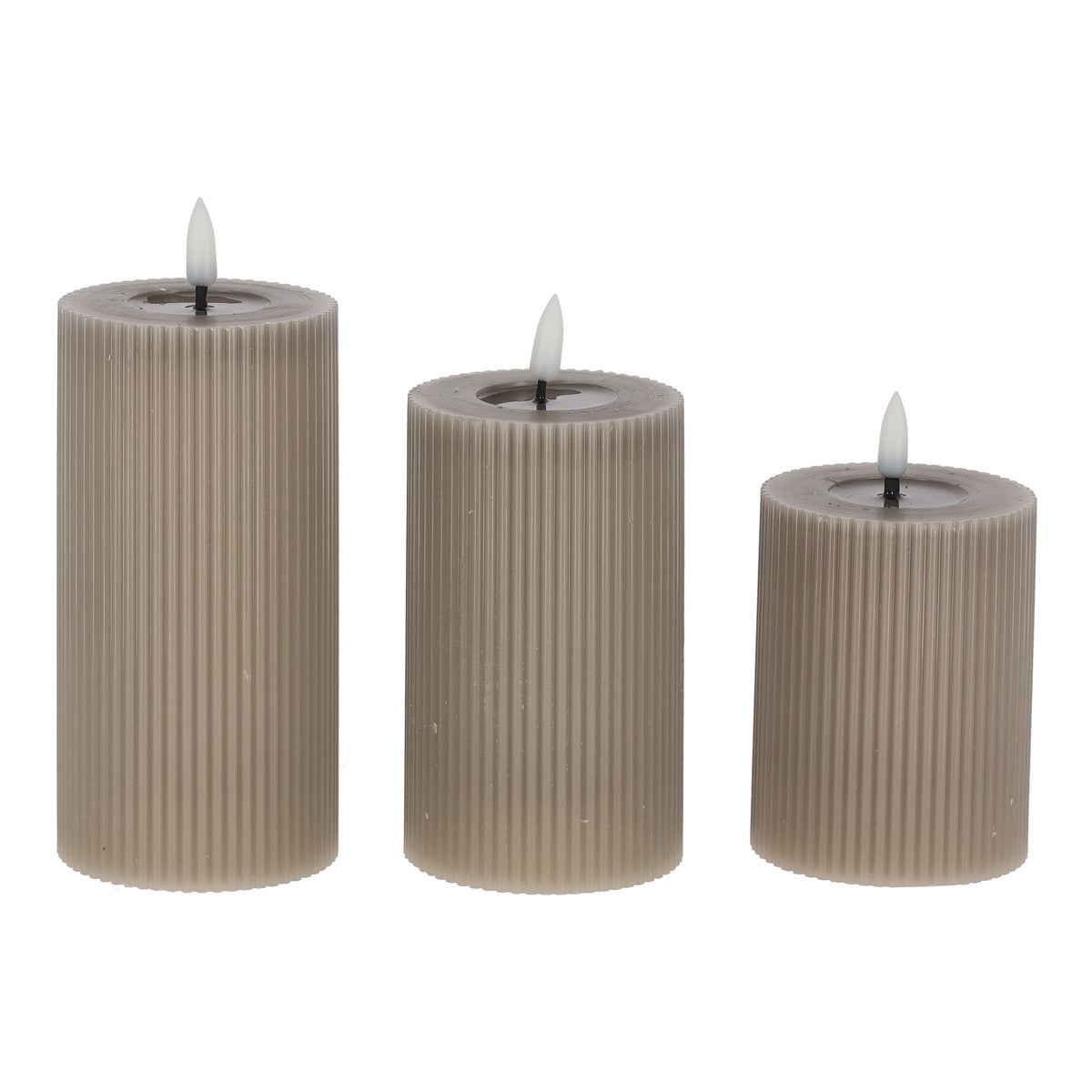 LED Kaars rib melt 3 stuks taupe LED Kaars rib melt 3 stuks taupe