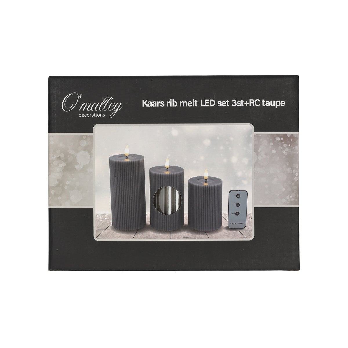 LED Kaars rib melt 3 stuks taupe LED Kaars rib melt 3 stuks taupe