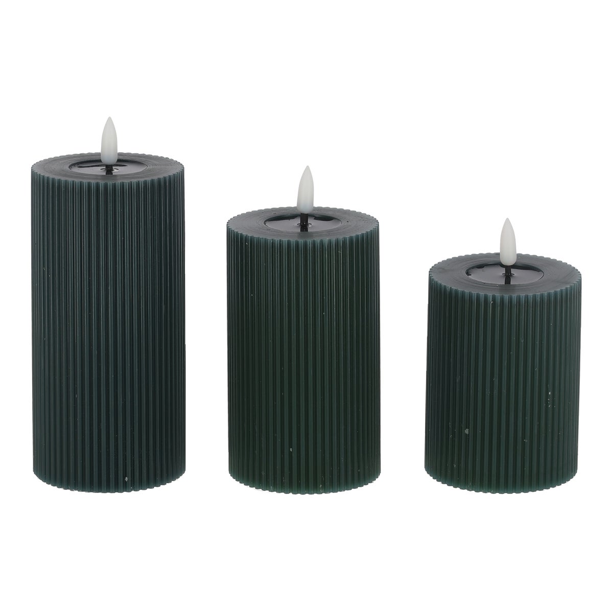 LED Kaars rib melt 3 stuks donkergroen LED Kaars rib melt 3 stuks donkergroen