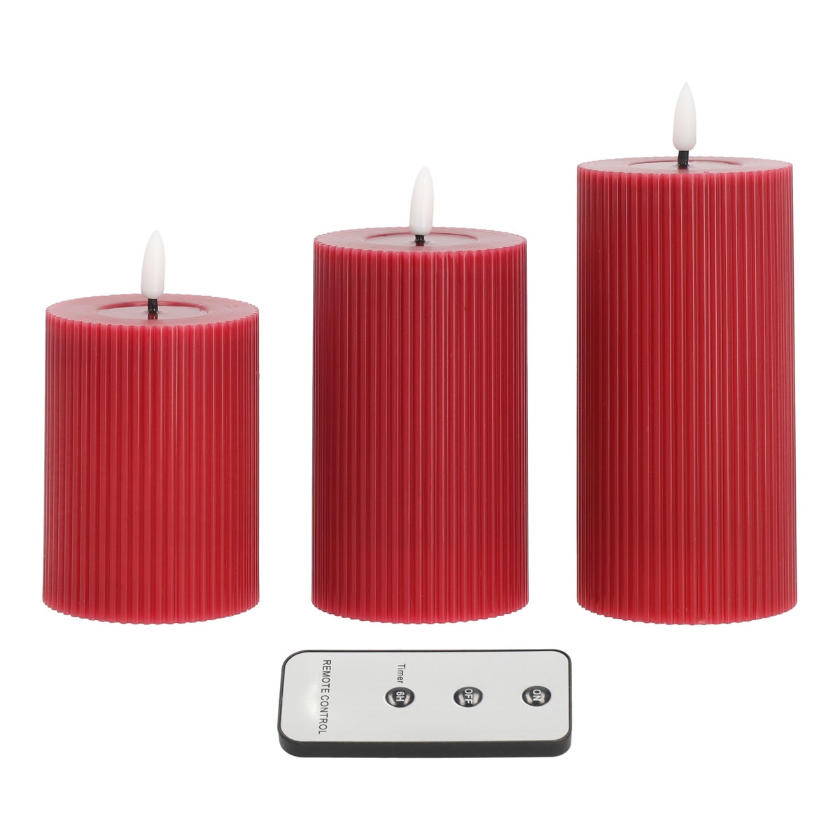 Kaars rib melt LED set 3st. met afstandsbediening wijn rood Kaars rib melt LED set 3st. met afstandsbediening wijn rood