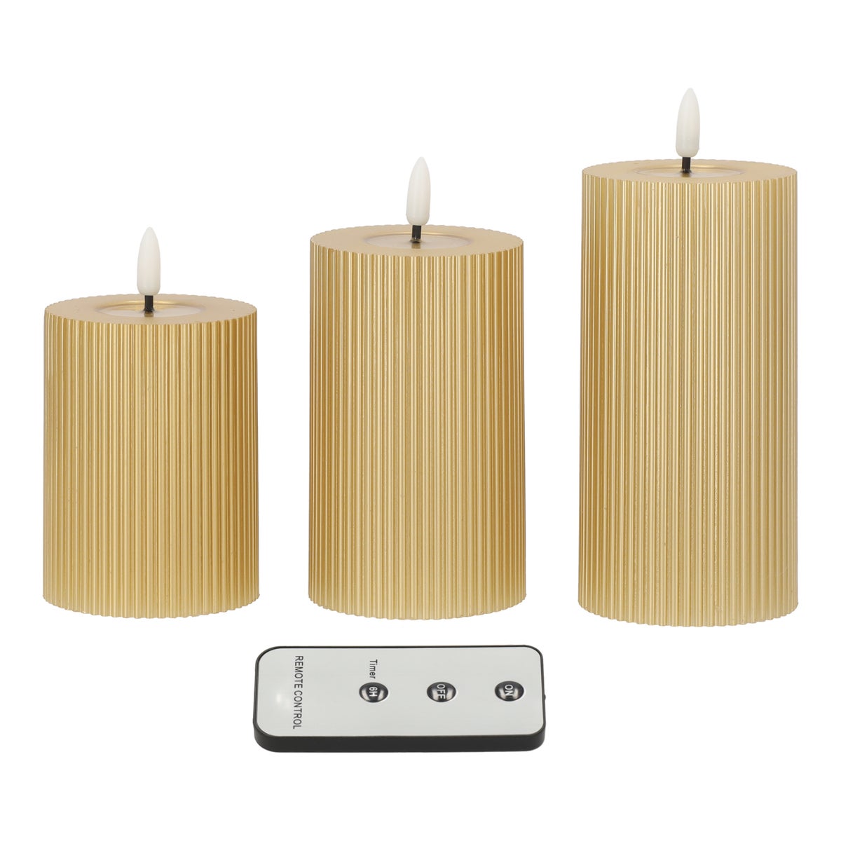 Kaars rib melt LED set 3st. met afstandsbediening goud Kaars rib melt LED set 3st. met afstandsbediening goud