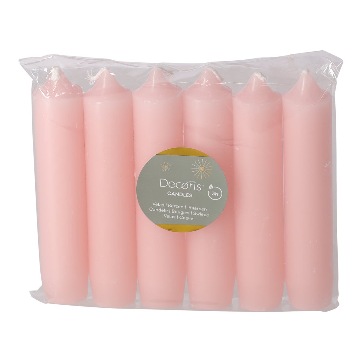 Kaars 11cm 6st roze Kaars 11cm 6st roze