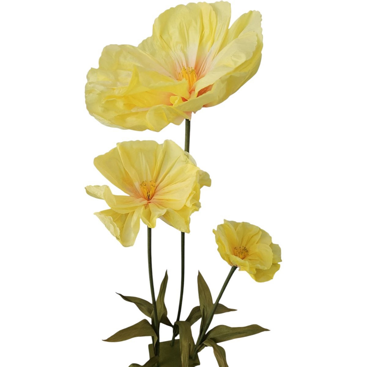 POS bloem papier op voet geel 65x20x150cm POS bloem papier op voet geel 65x20x150cm