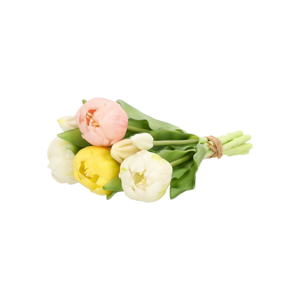 Pompoentulp real touch 7 stuks 30 cm geel roze mix Pompoentulp real touch 7 stuks 30 cm geel roze mix