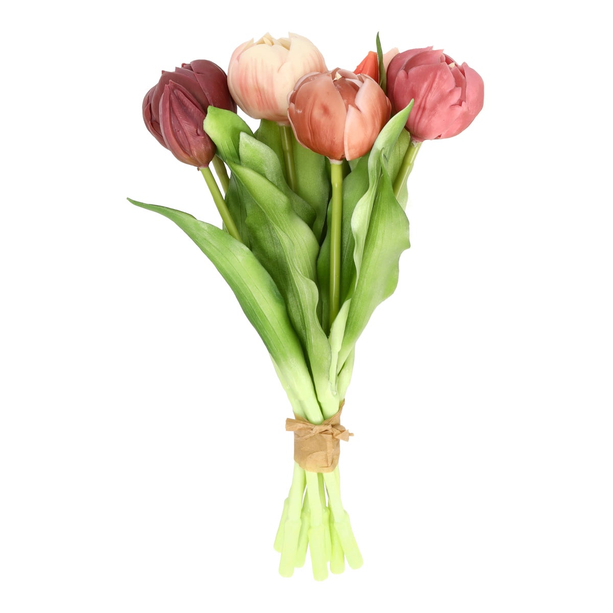 Pompoentulp real touch 7st 30 cm donker roze mix Pompoentulp real touch 7st 30 cm donker roze mix