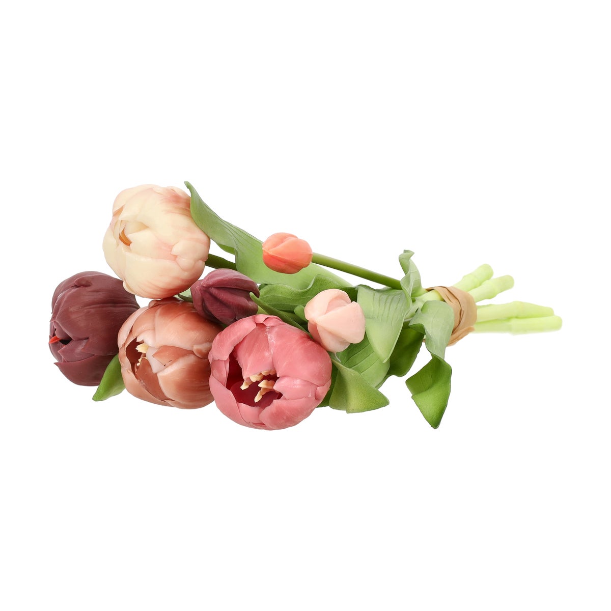 Pompoentulp real touch 7 stuks 30 cm donker roze mix Pompoentulp real touch 7 stuks 30 cm donker roze mix
