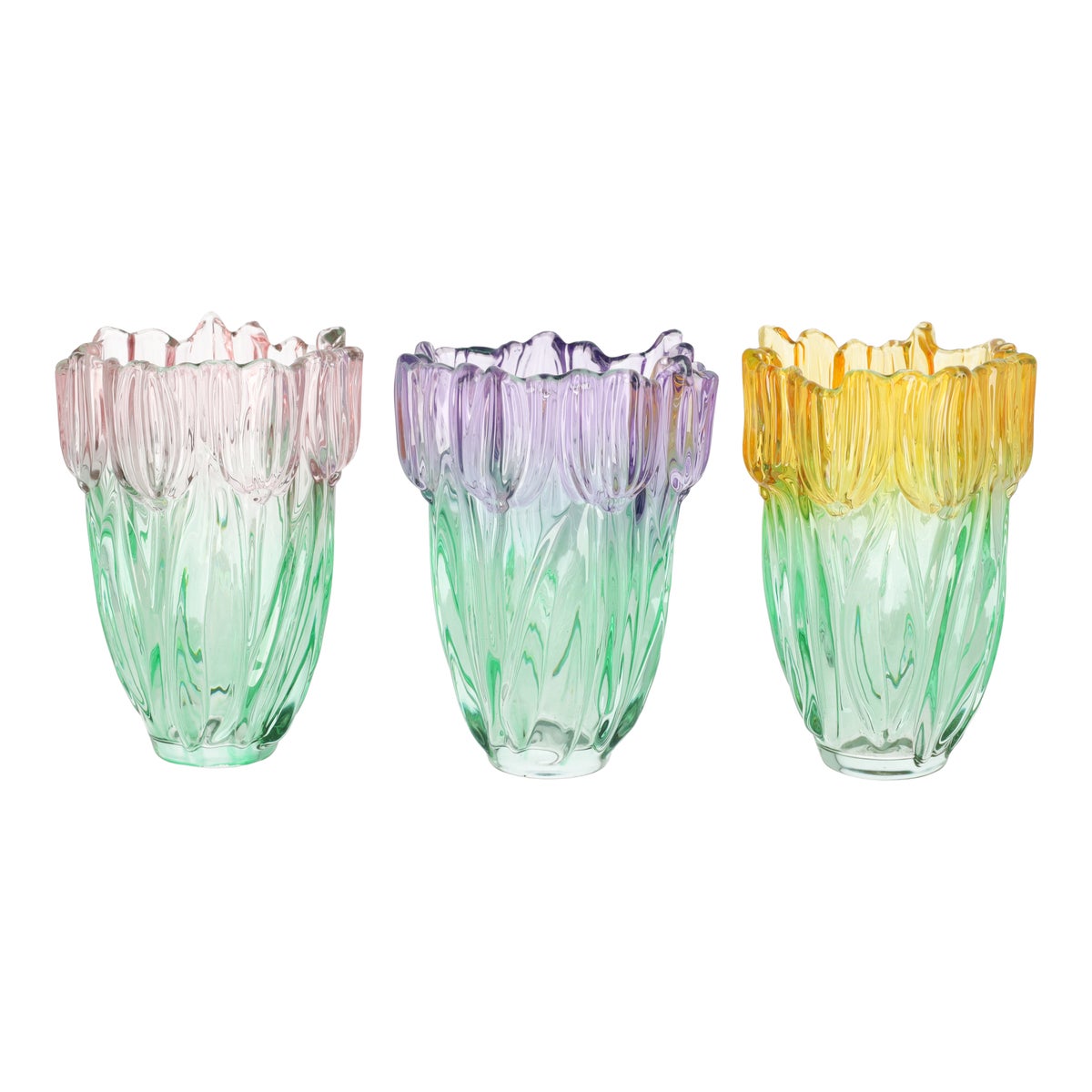 Vaas glas tulp 19 cm 3 assorti Vaas glas tulp 19 cm 3 assorti