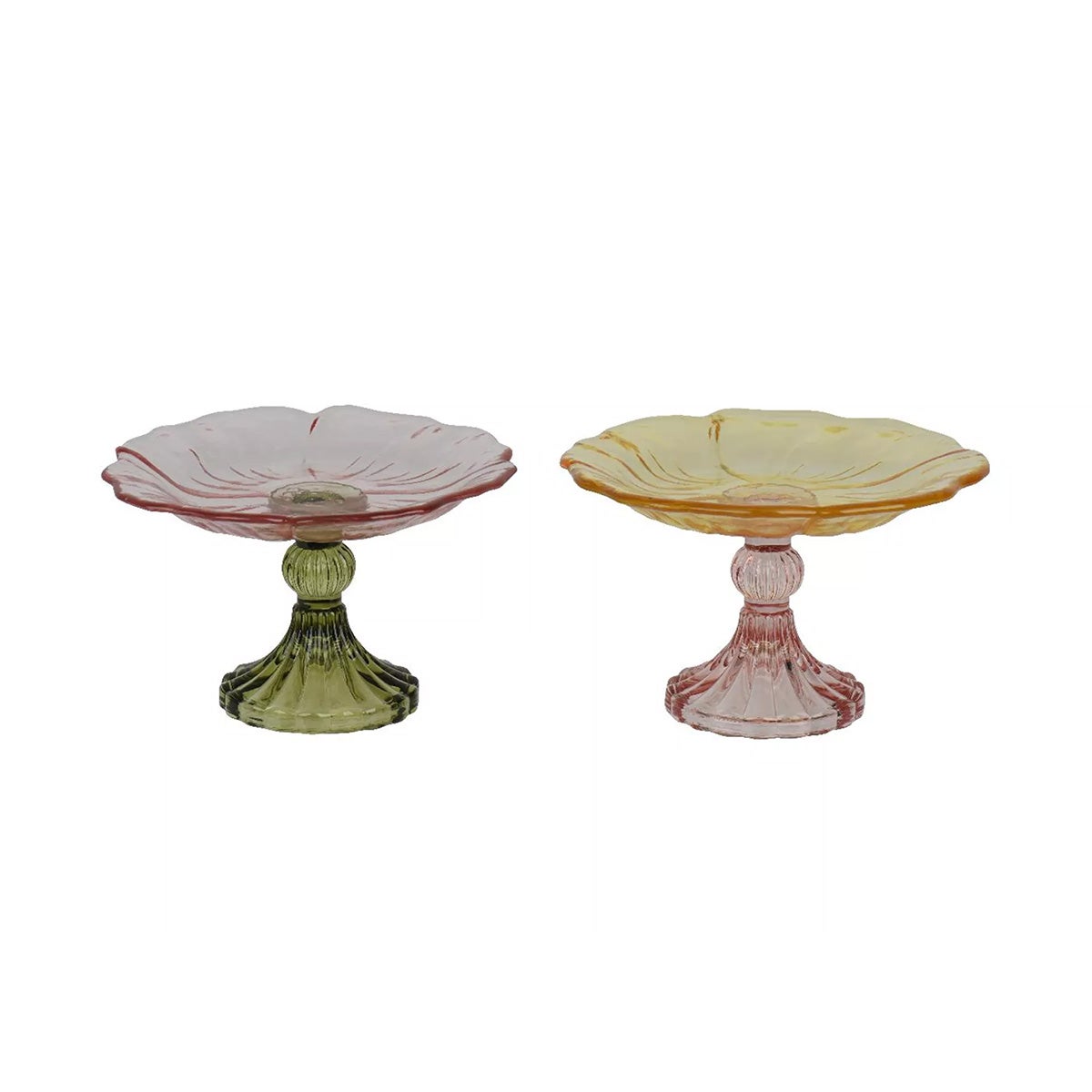 Etagere glas bloem 16 cm 2 assorti Etagere glas bloem 16 cm 2 assorti