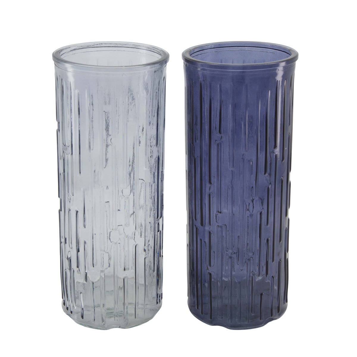 Vaas glas blauw 10x25cm 2 assorti Vaas glas blauw 10x25cm 2 assorti