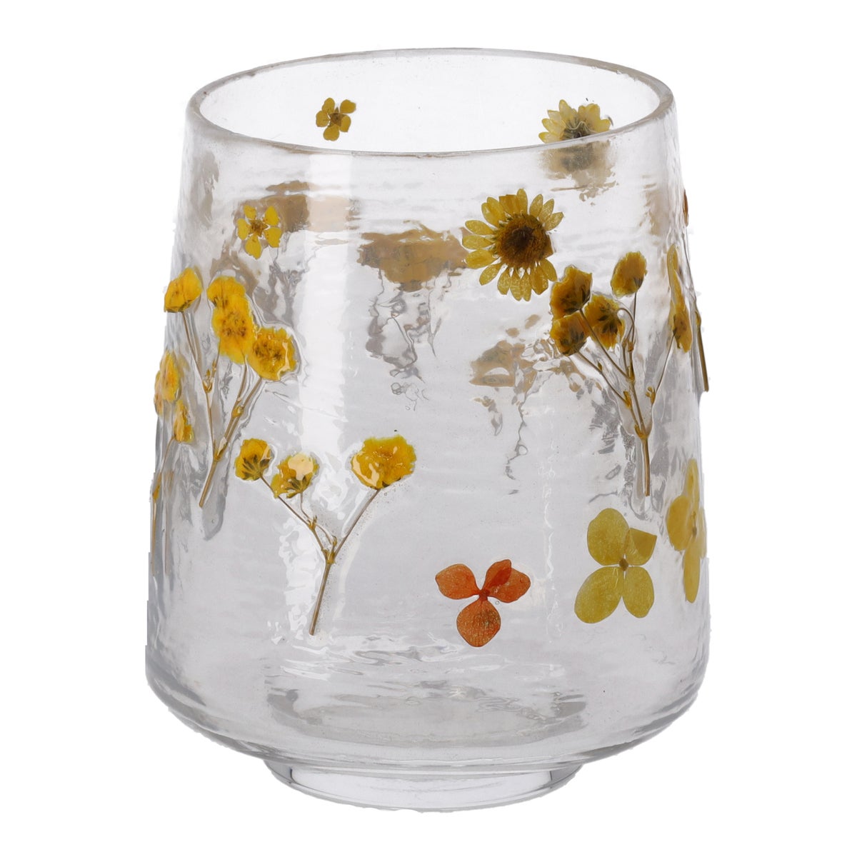 Kaarshouder droogbloem geel 10 x 12 cm Kaarshouder droogbloem geel 10 x 12 cm