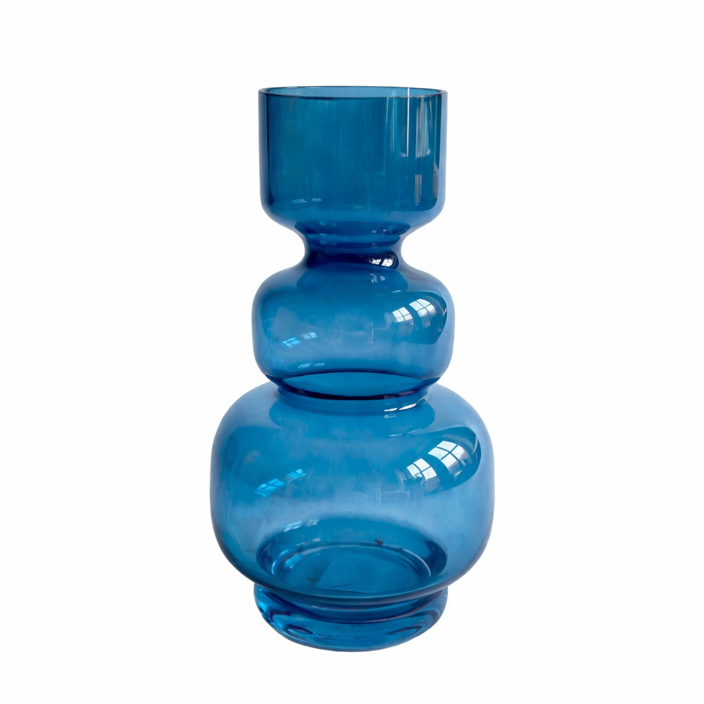 Vaas glas 25 cm blauw Vaas glas 25 cm blauw