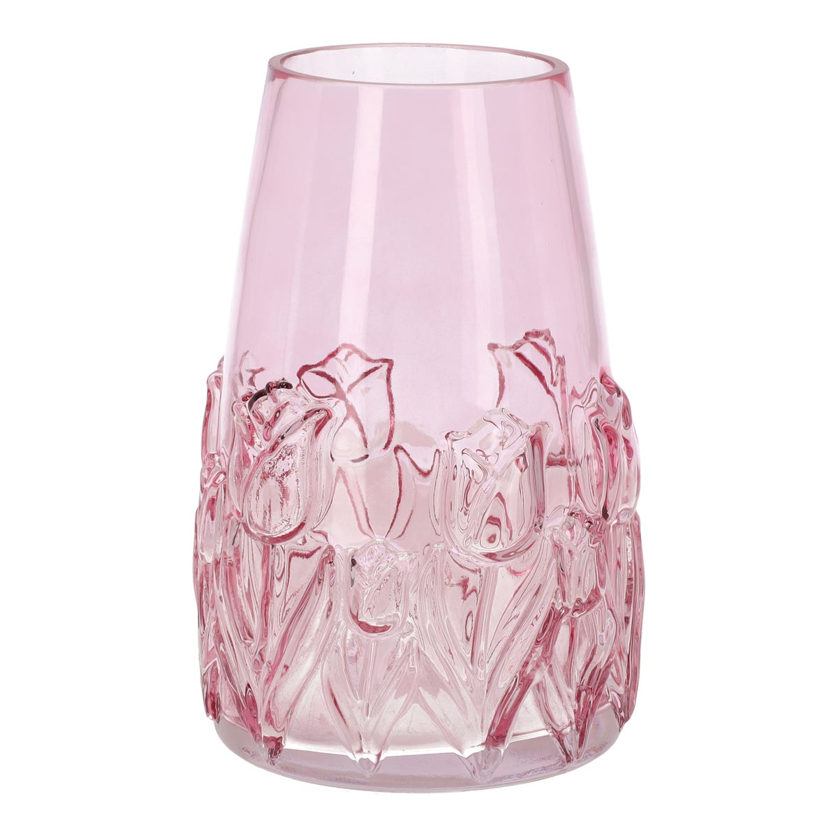Vaas glas tulp 22 cm roze Vaas glas tulp 22 cm roze