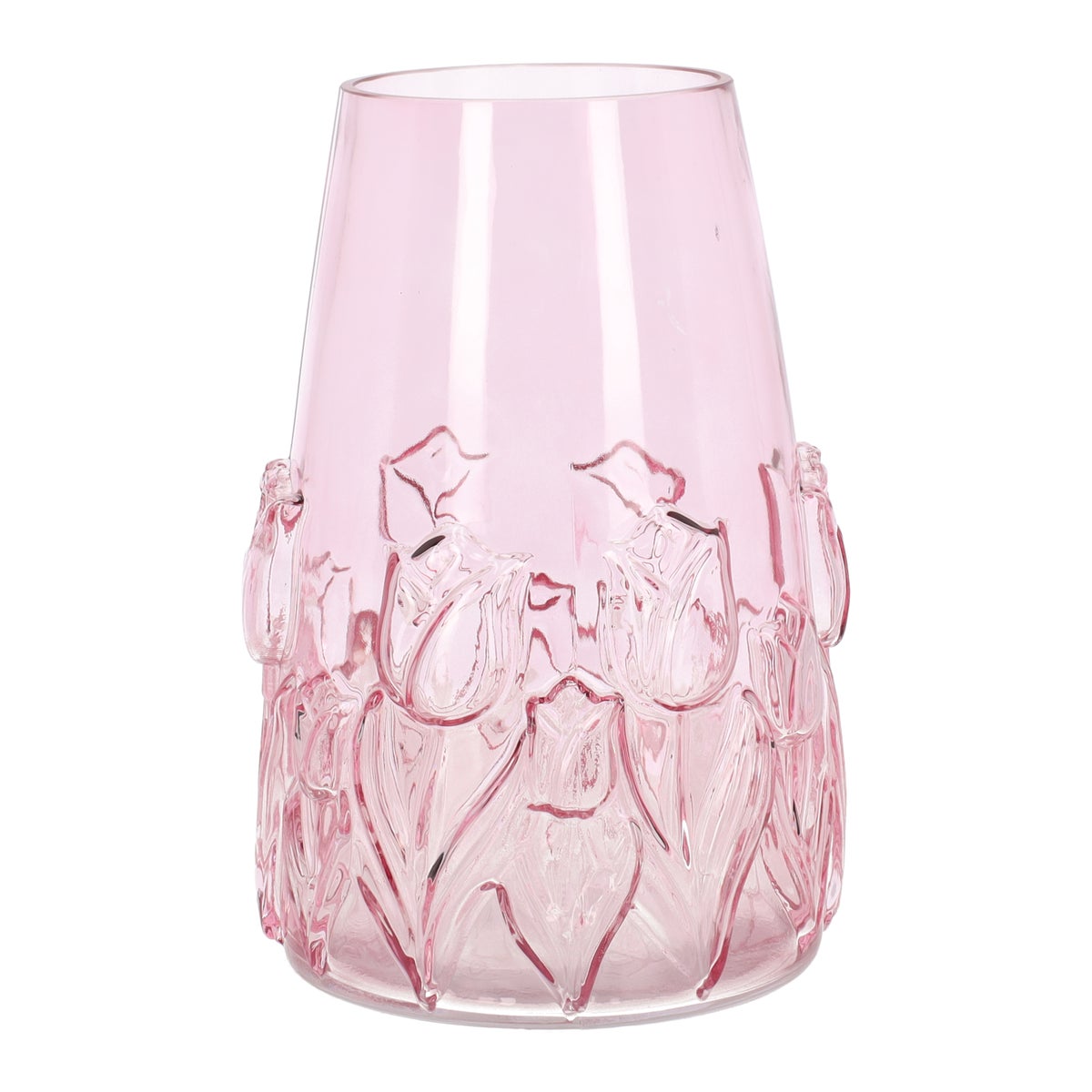 Vaas glas tulp 26 cm roze Vaas glas tulp 26 cm roze