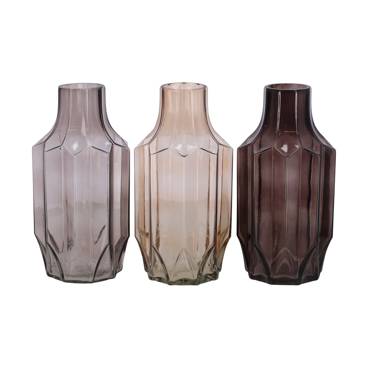 Glazen vaas grijs 12 x 12 x 25 cm Glazen vaas grijs 12 x 12 x 25 cm
