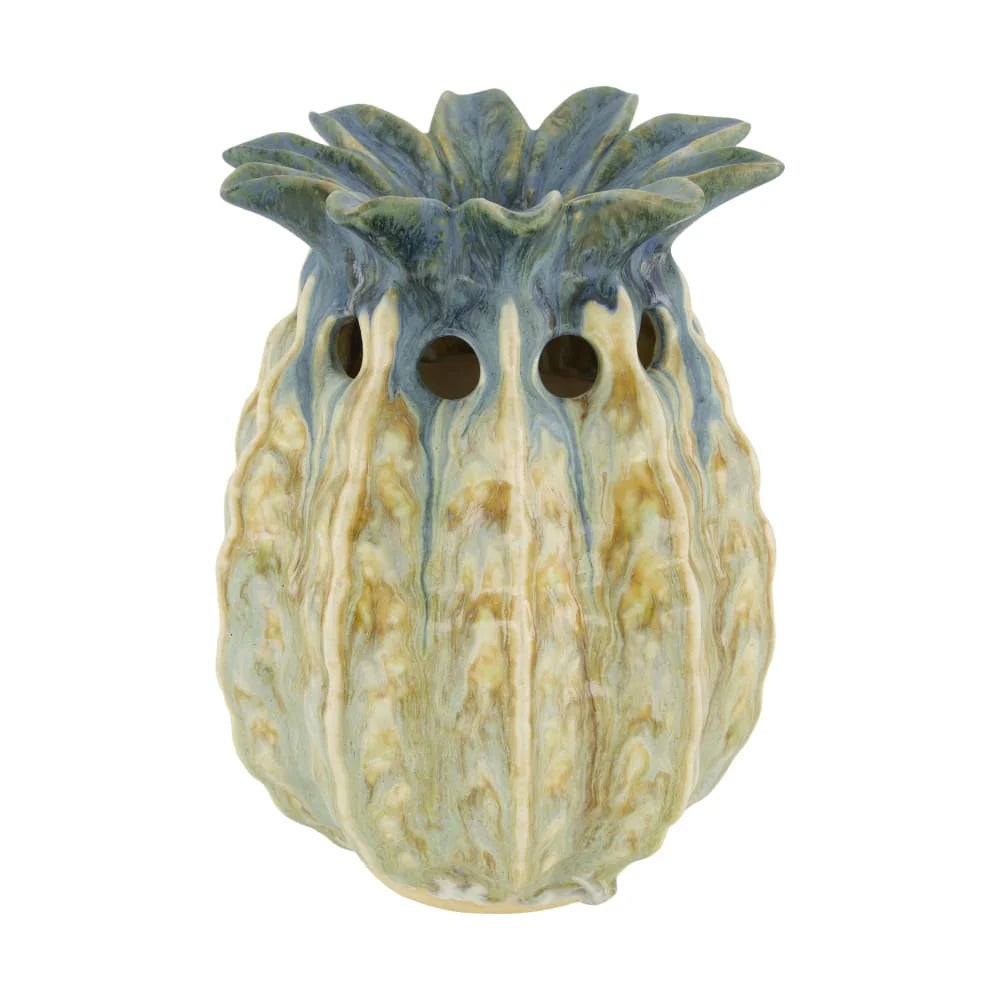 Vaas ananas keramiek blauw 19 x 19 x 25 cm Vaas ananas keramiek blauw 19 x 19 x 25 cm