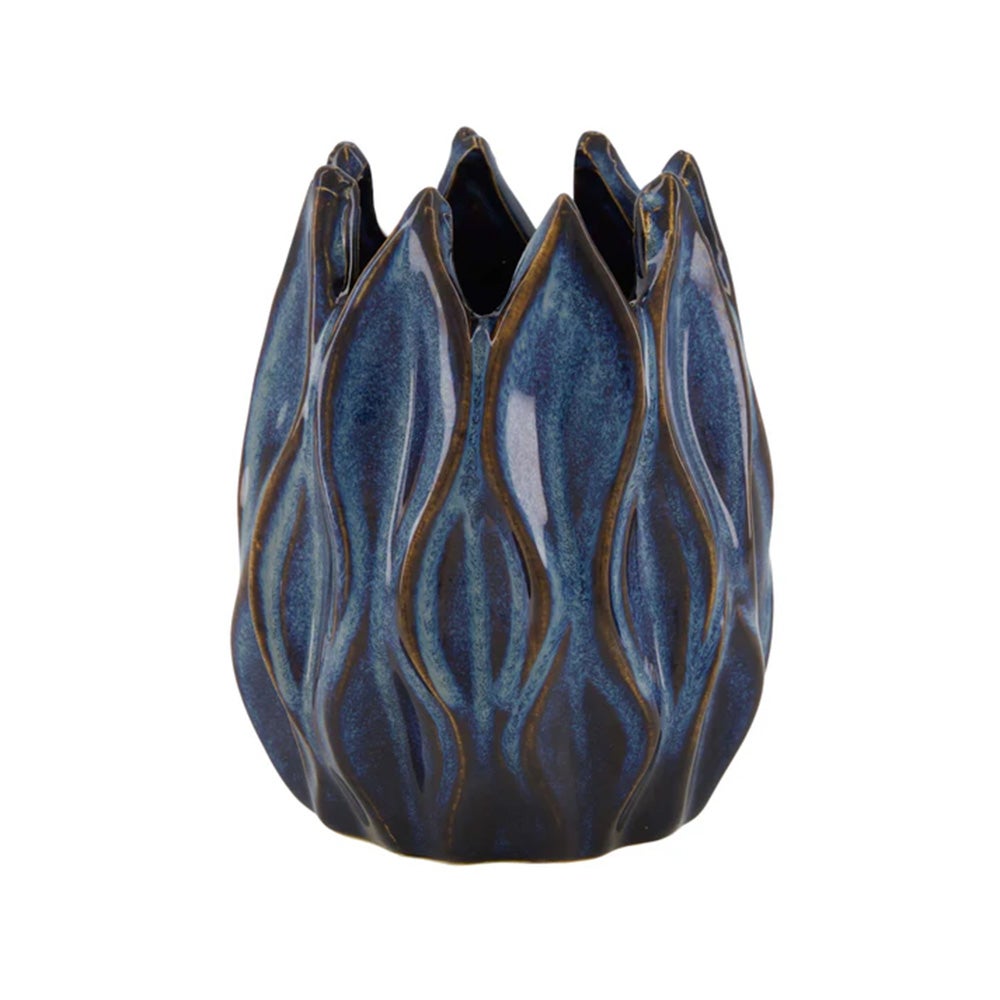 Vaas keramiek blauw 11 x 11 x 14 cm Vaas keramiek blauw 11 x 11 x 14 cm