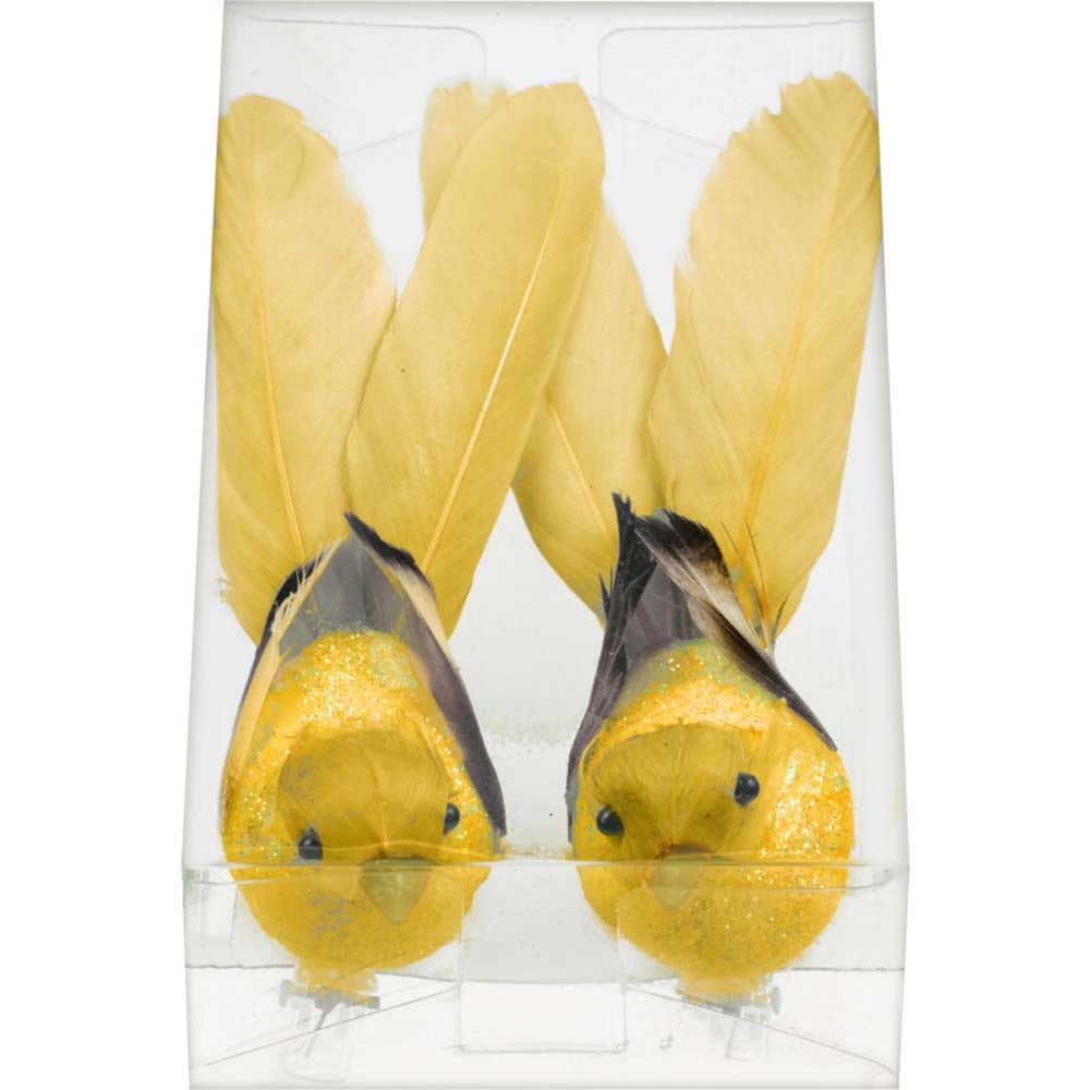 Vogel op clip geel 18 x 4 x 5 cm 2 stuks Vogel op clip geel 18 x 4 x 5 cm 2 stuks